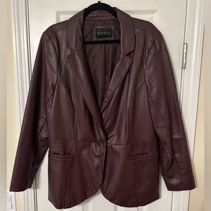 ELOQUII Vegan Faux Leather Blazer Burgundy Wine size 18